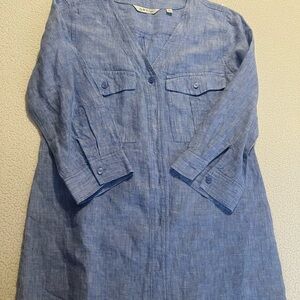 Orvis Sky Blue Linen Blouse